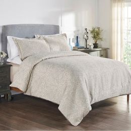 Haven Damask Collection Queen Duvet Set in Grey