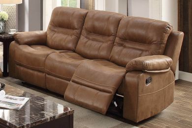 1pc Motion Sofa Only Dark Brown Color Breathable Leatherette Leatherette 3-Seat Couch Plush Armrest Cushion Seating